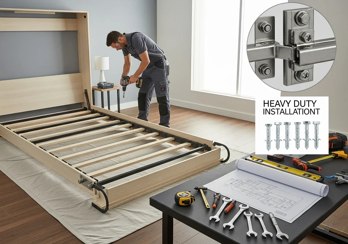 Murphy bed installation in a modern apartment